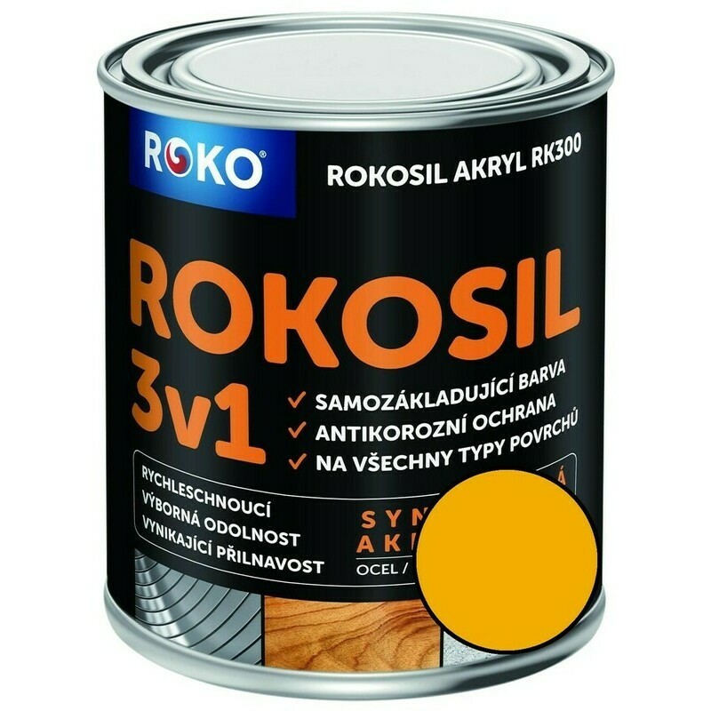 Barva samozákladující Rokosil akryl 3v1 RK 300 žlutá ch. 0